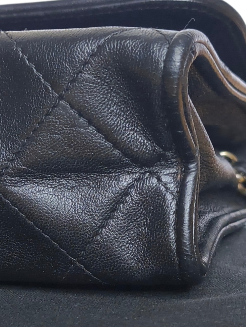 CHANEL Black Lambskin Quilted Flap Bag Tassel Chain W/ Sticker In Tact Vintage - Picture 10 of 14